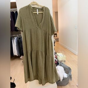 Anthropologie Khaki Green Textured Fabric